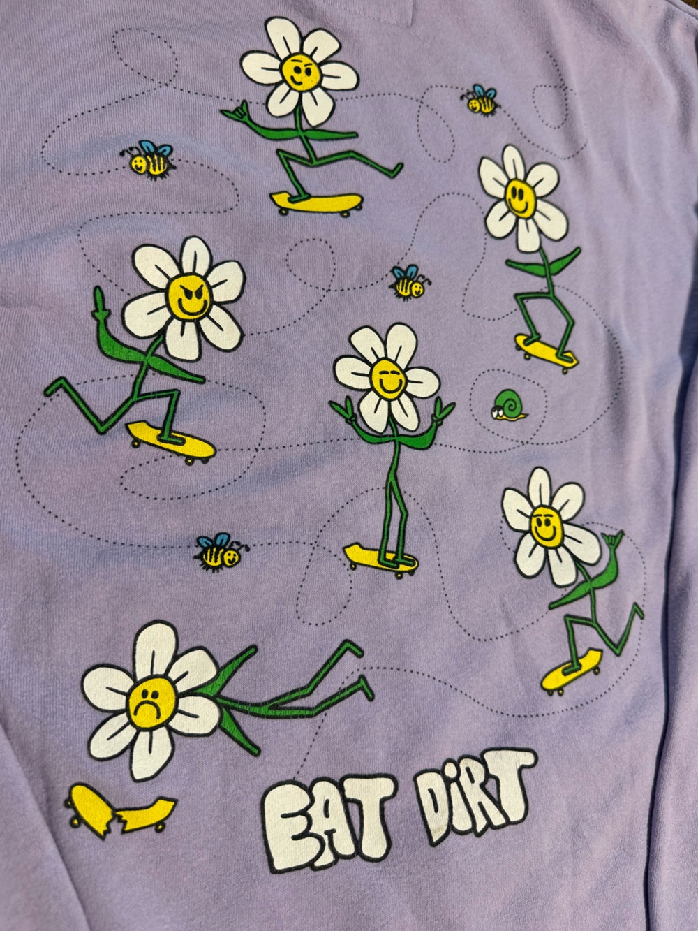 A.LAB Lavender Daisy Skate Hoodie Graphic Oversized Pullover